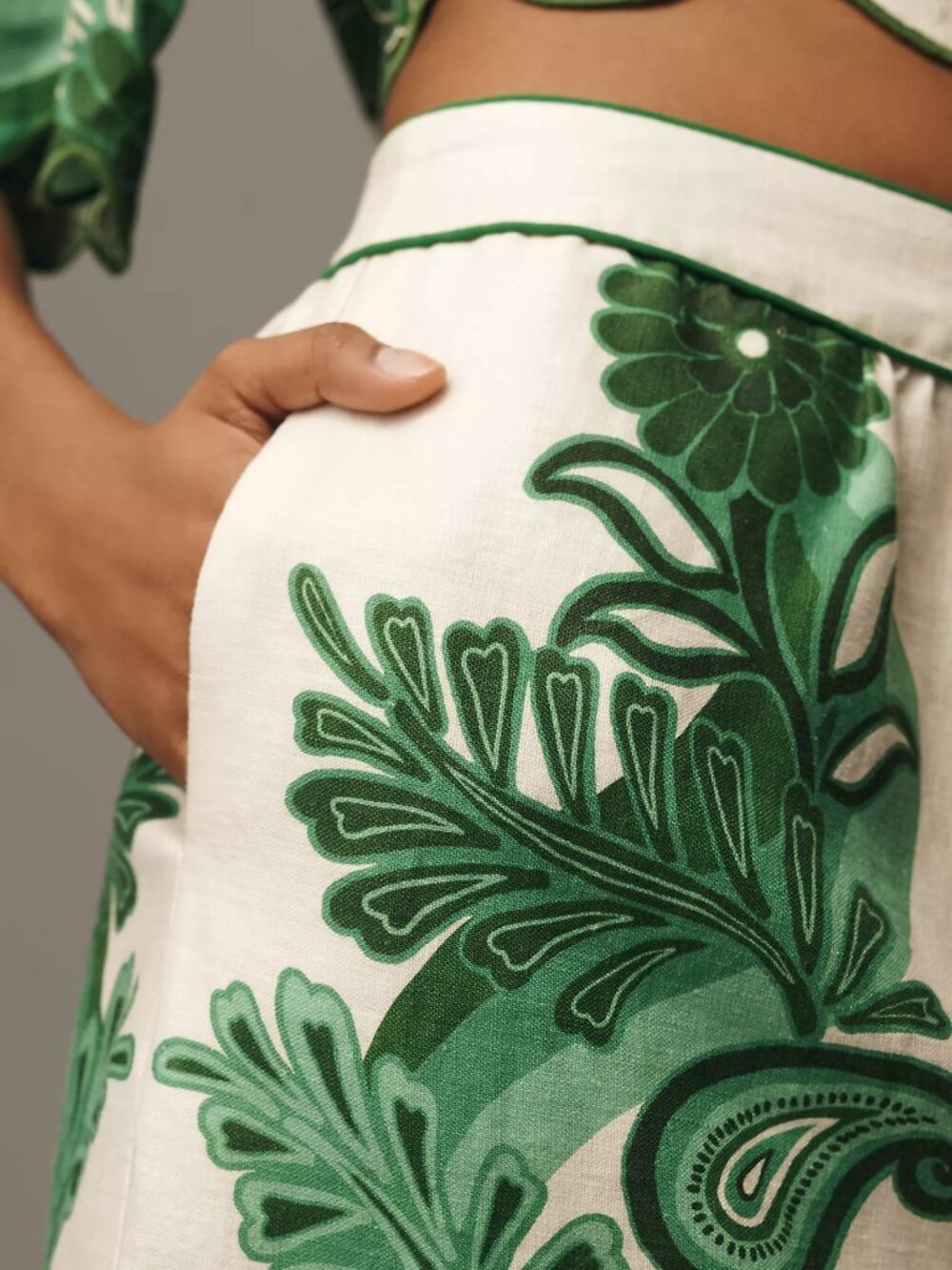 Farm Rio Linen Festival Green Midi Skirt *BRAND NEW WITHOUT TAGS* - Picture 4 of 13
